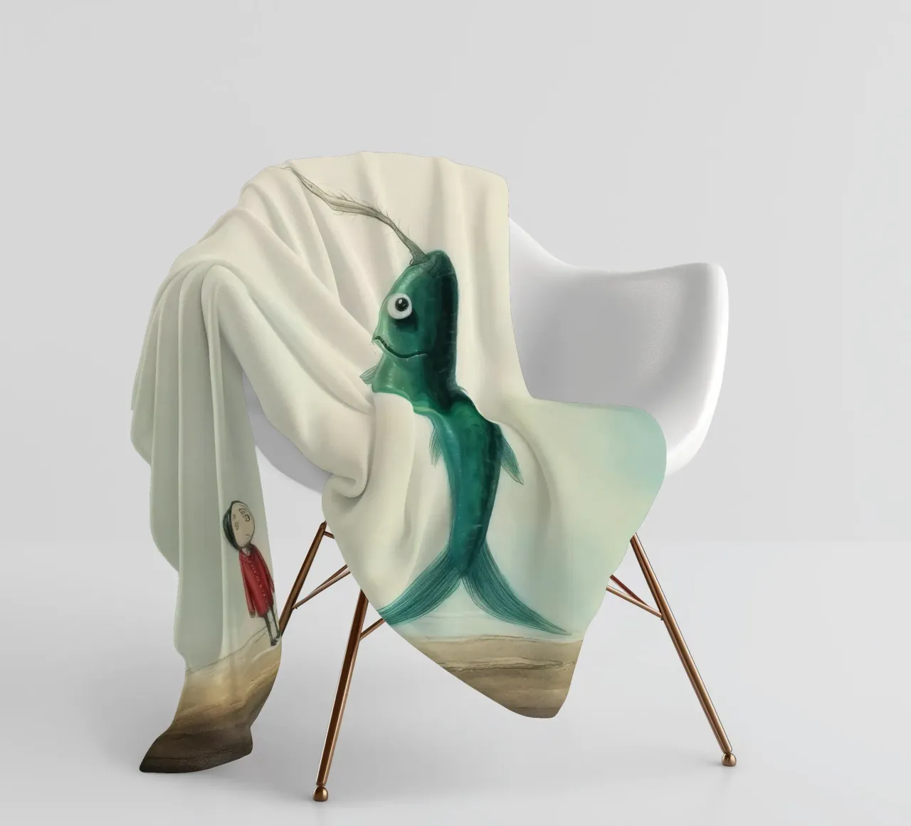 Minimaal Eel fleecedeken van Minimal Animal Art