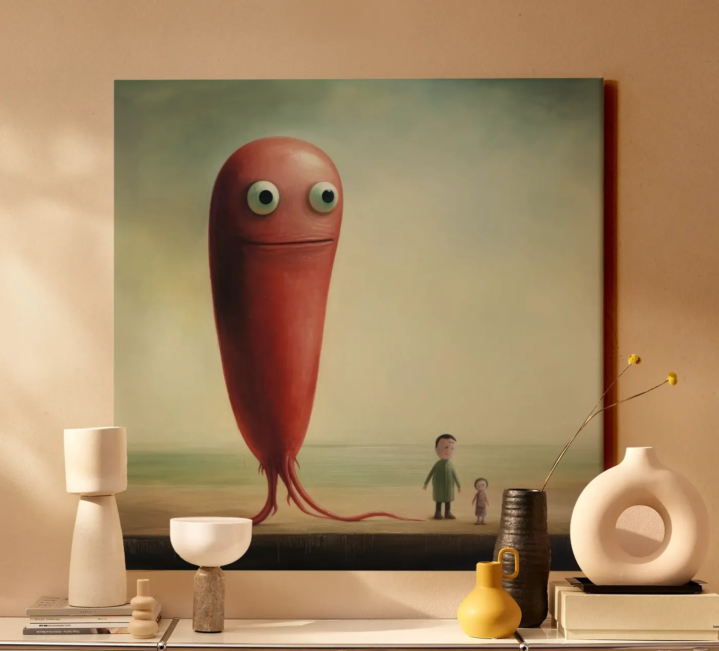Minimal Eel canvas van Minimal Animal Art