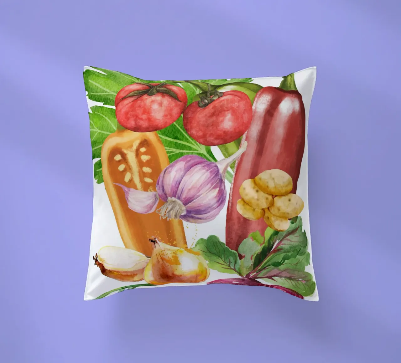 watercolor vegetables cuscino da ramosashop