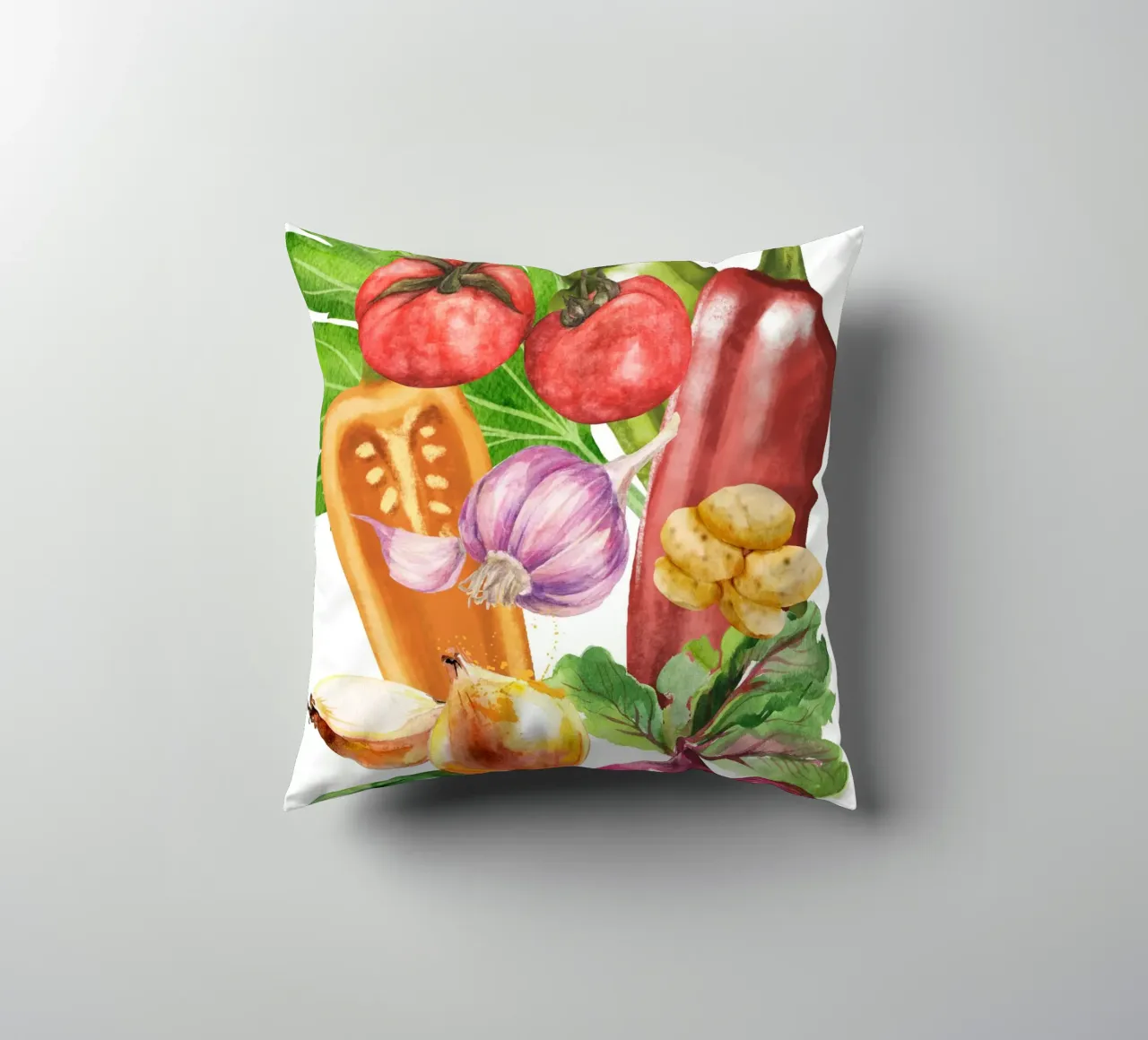 watercolor vegetables cuscino da ramosashop