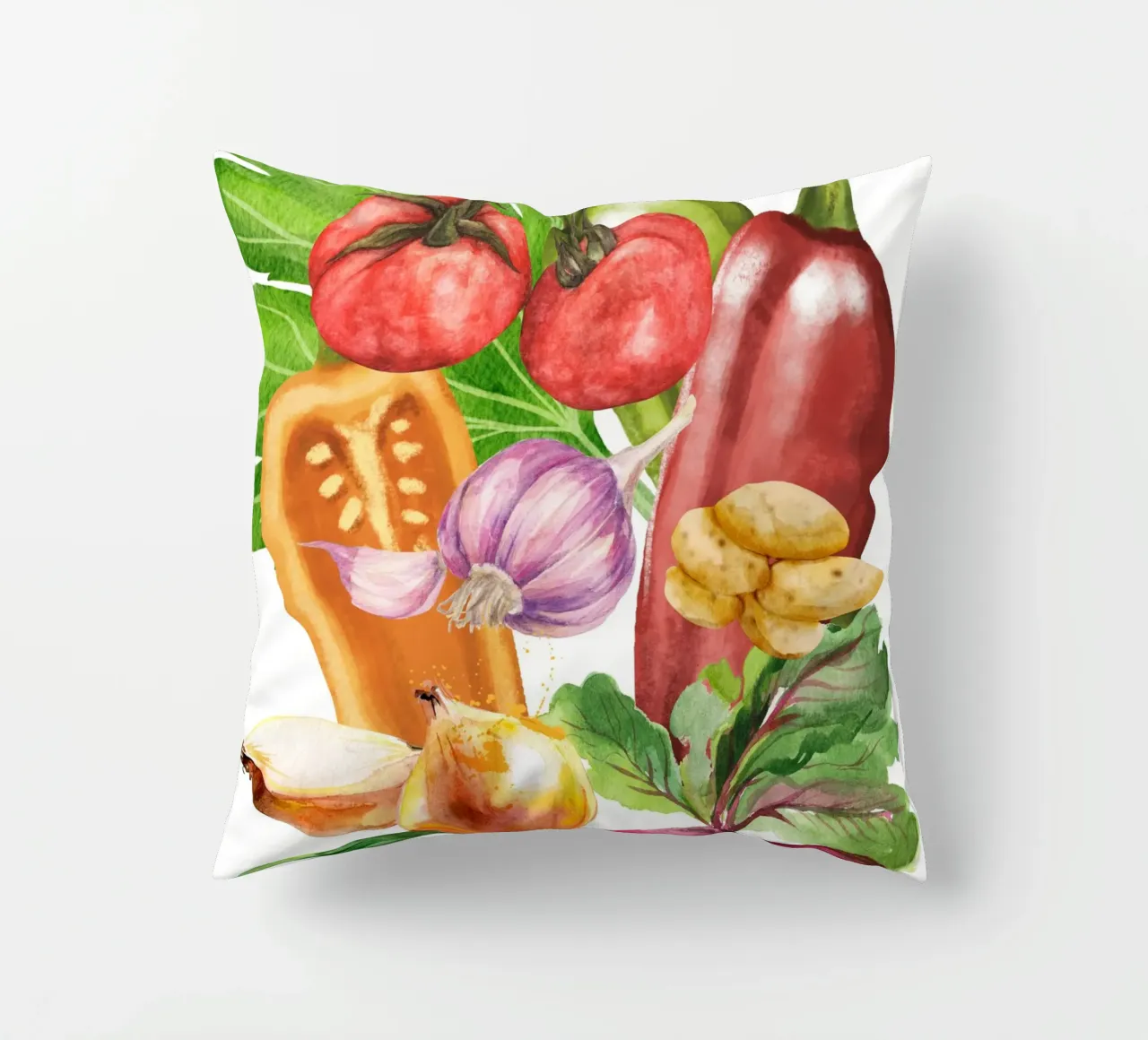 watercolor vegetables cuscino da ramosashop