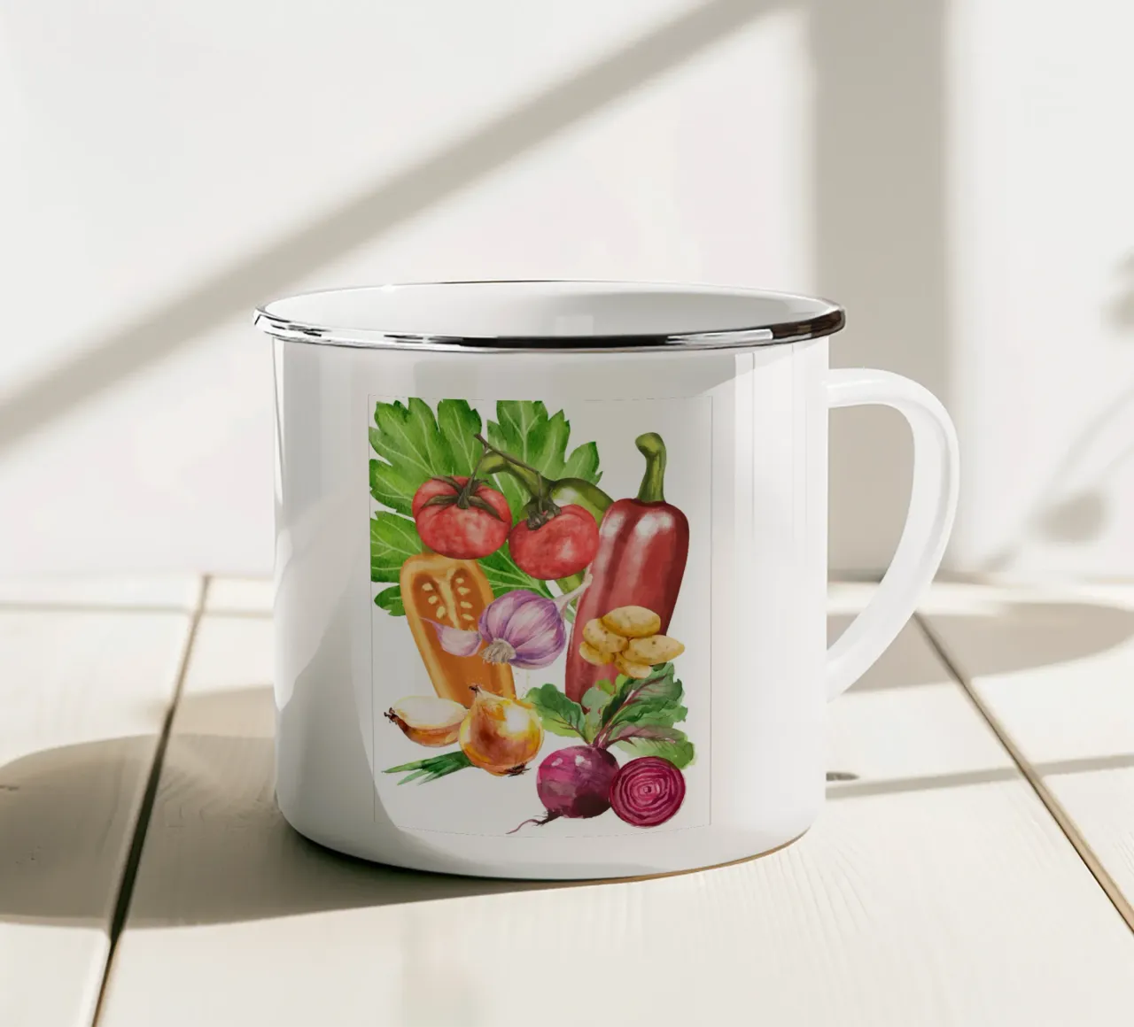 watercolor vegetables tazza in smalto da ramosashop