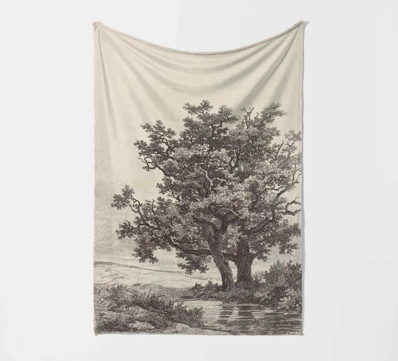 Tree with Stream Landscape coperta in pile da apoloprints