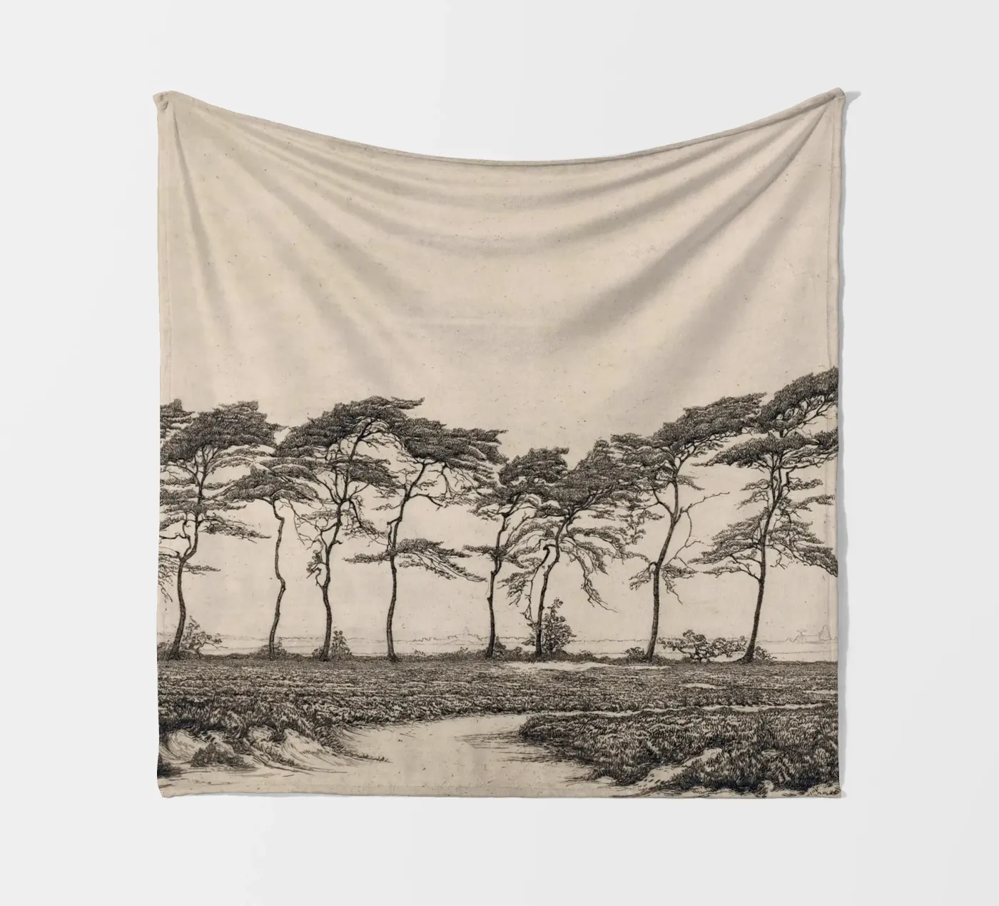 Dennenboomlandschap fleecedeken van Apolo Prints