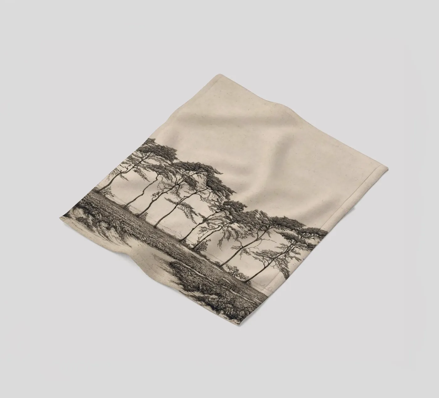 Dennenboomlandschap fleecedeken van Apolo Prints