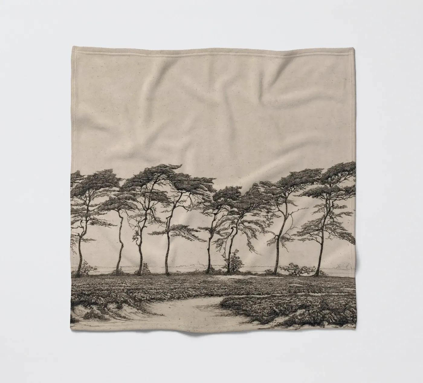 Dennenboomlandschap fleecedeken van Apolo Prints