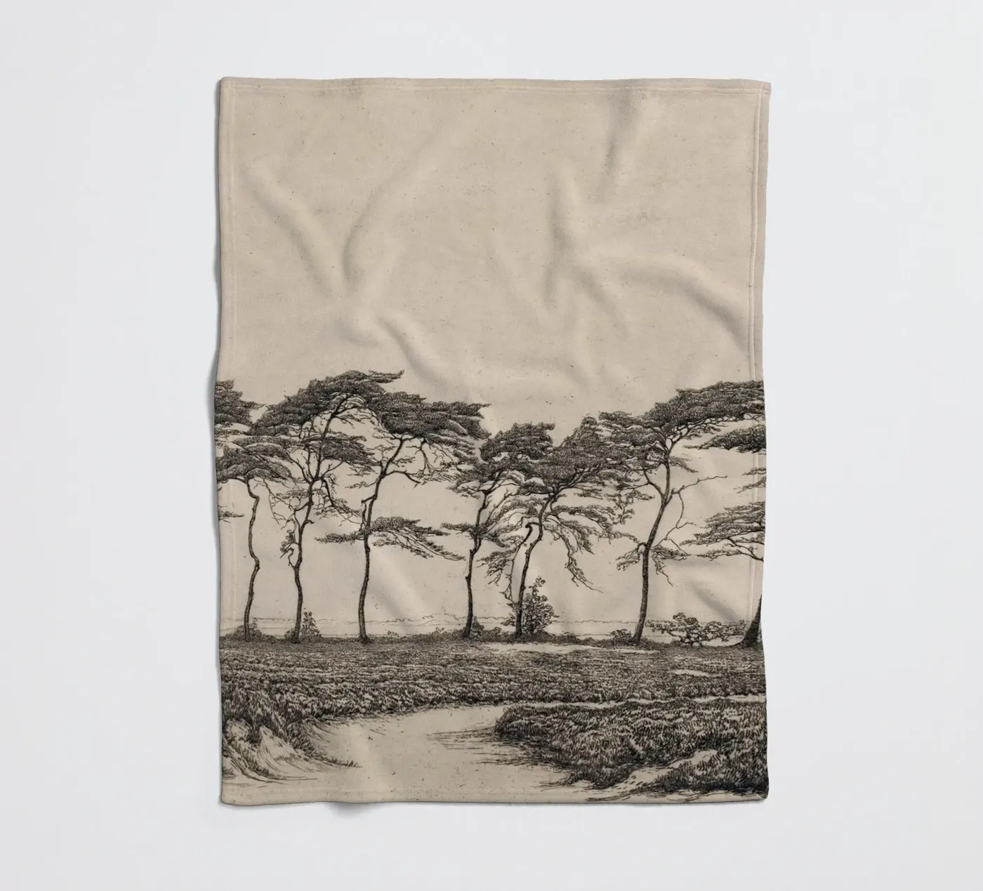 Dennenboomlandschap fleecedeken van Apolo Prints