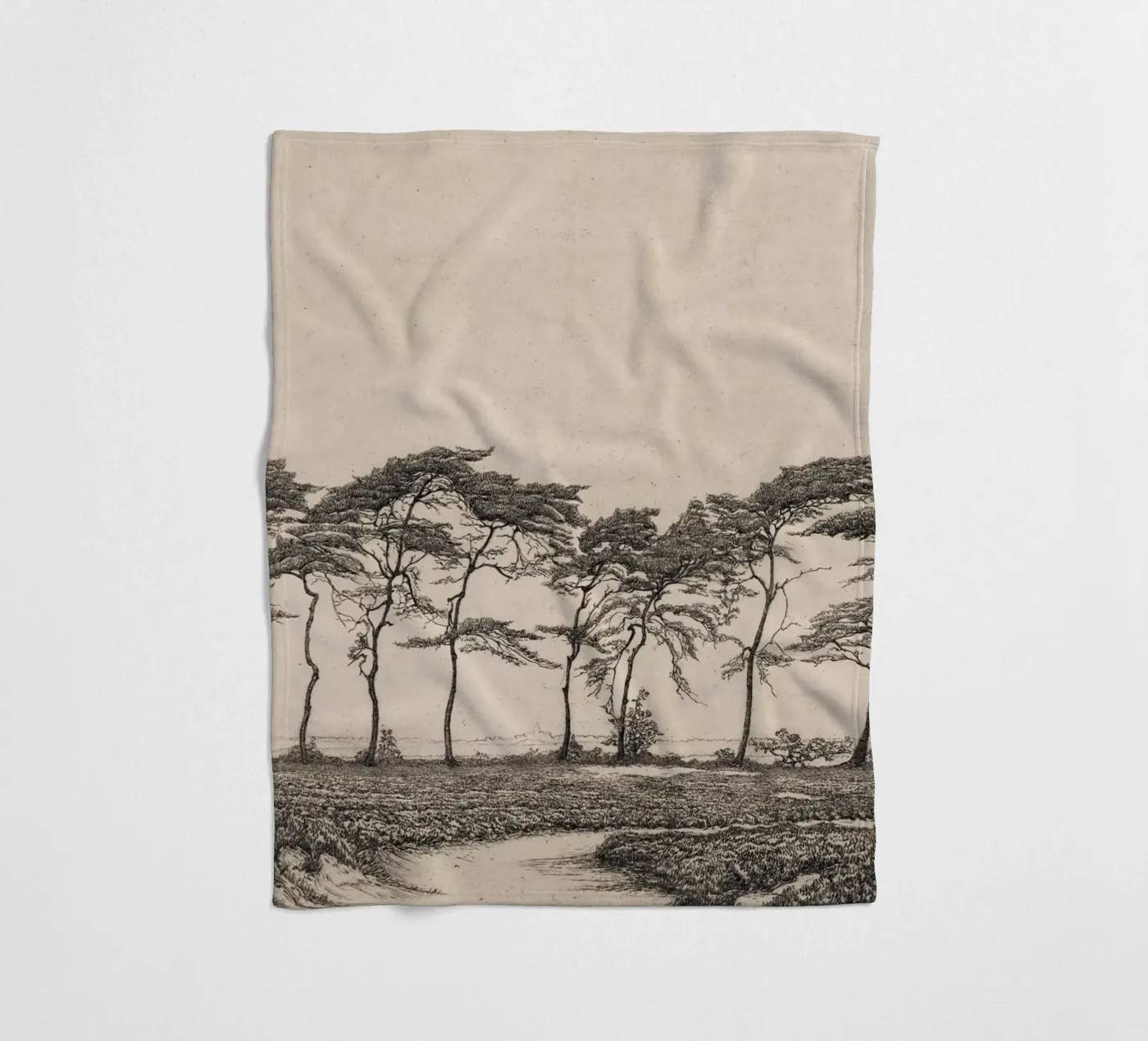 Dennenboomlandschap fleecedeken van Apolo Prints