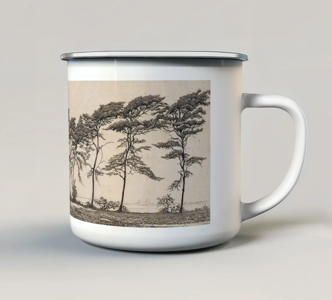 Pine Tree Landscape tazza in smalto da apoloprints