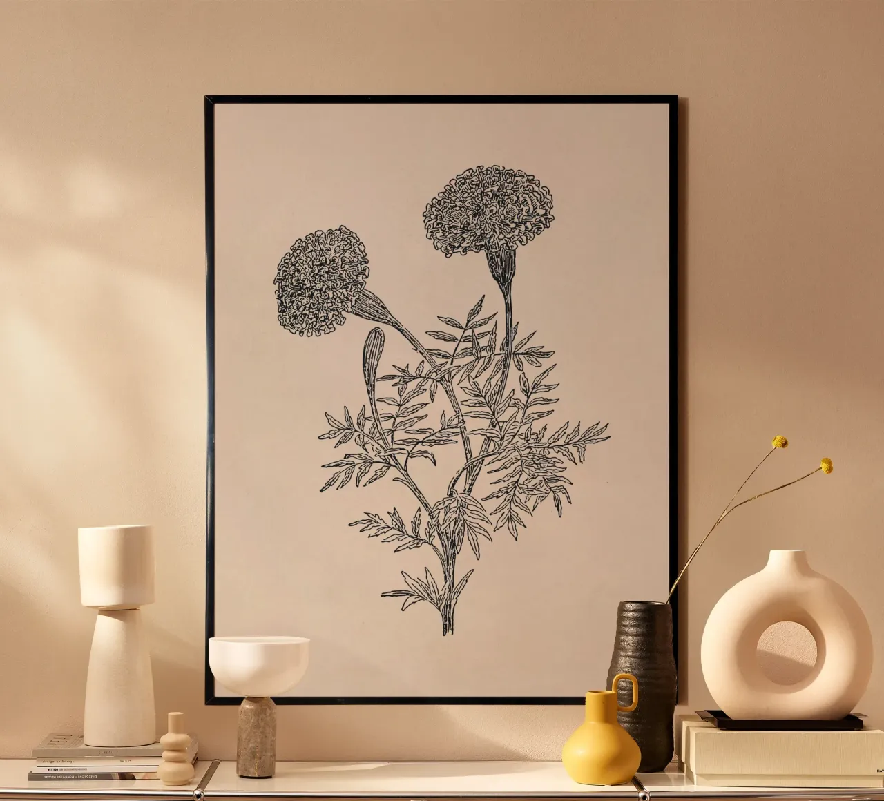 Marigold Sketch poster con telaio in legno da apoloprints