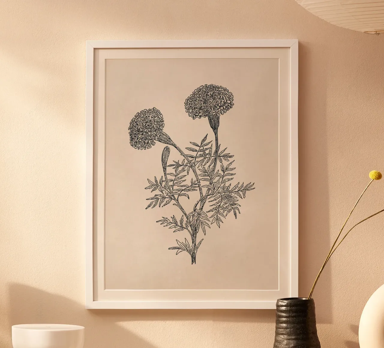 Marigold Sketch poster con telaio in legno da apoloprints