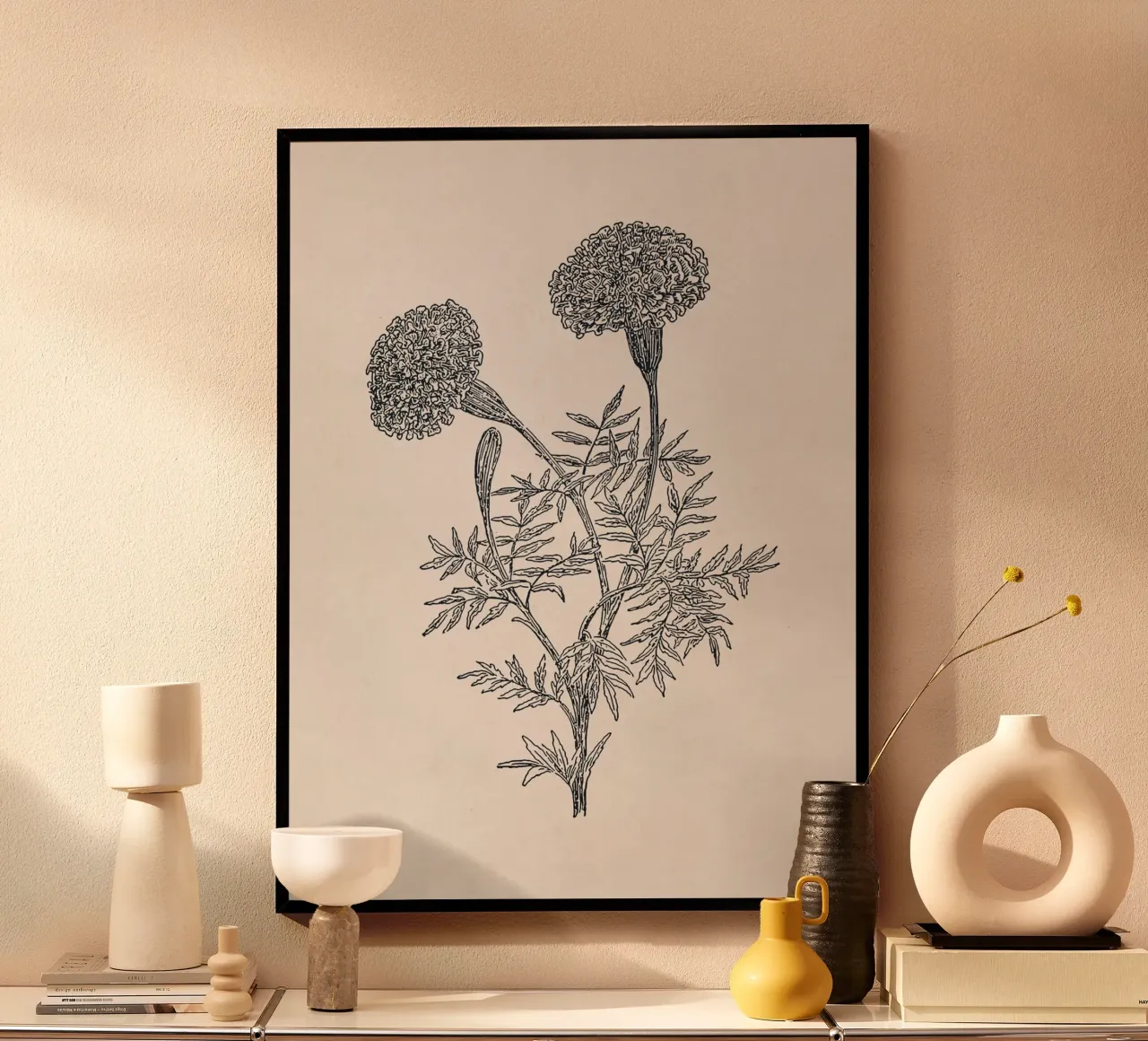 Marigold Sketch poster con telaio in legno da apoloprints