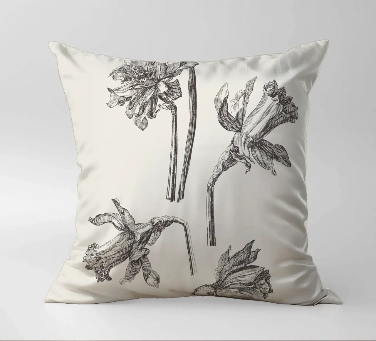 Daffodil Flower Sketch no. 1 cuscino da apoloprints
