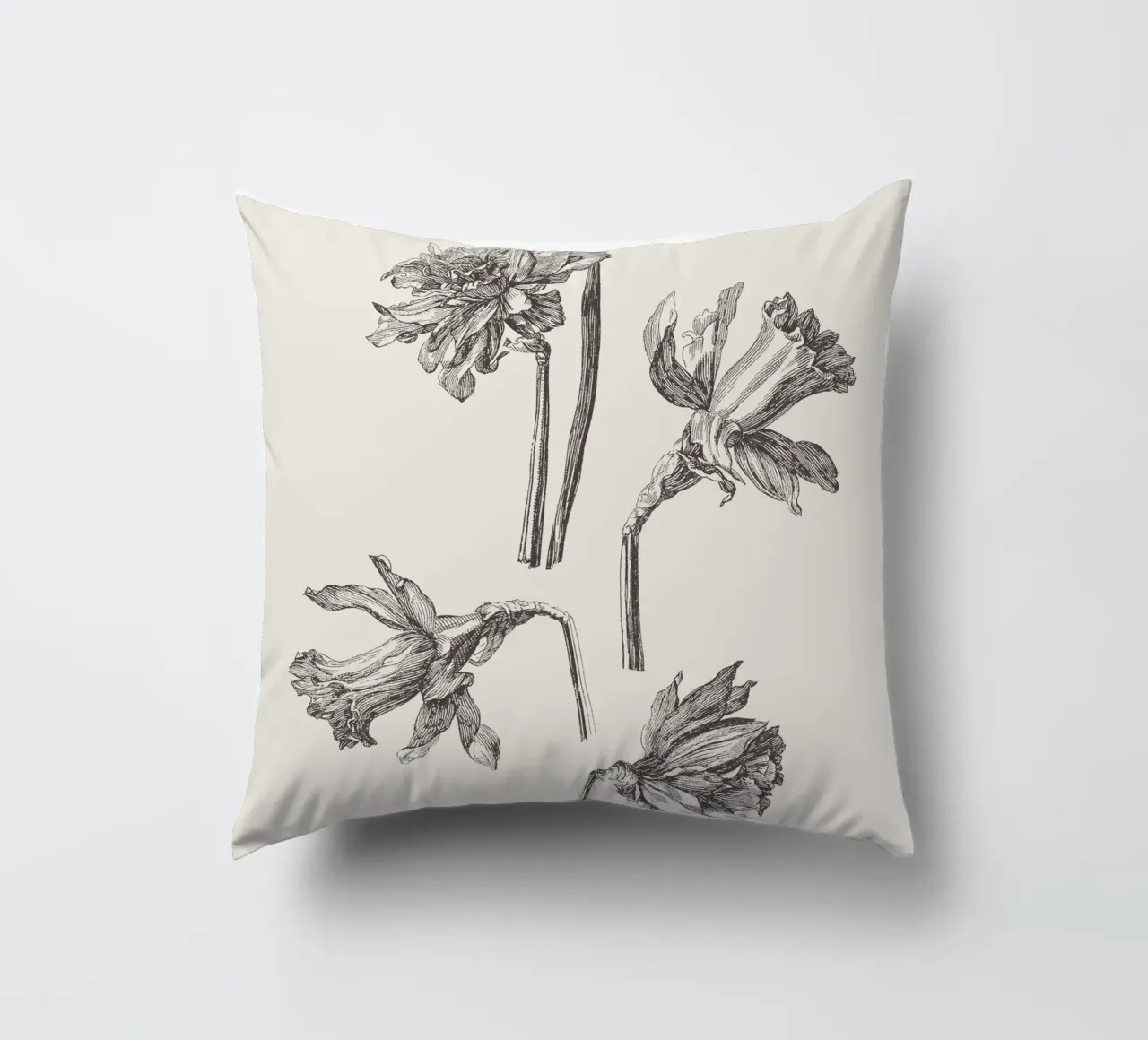 Daffodil Flower Sketch no. 1 cuscino da apoloprints