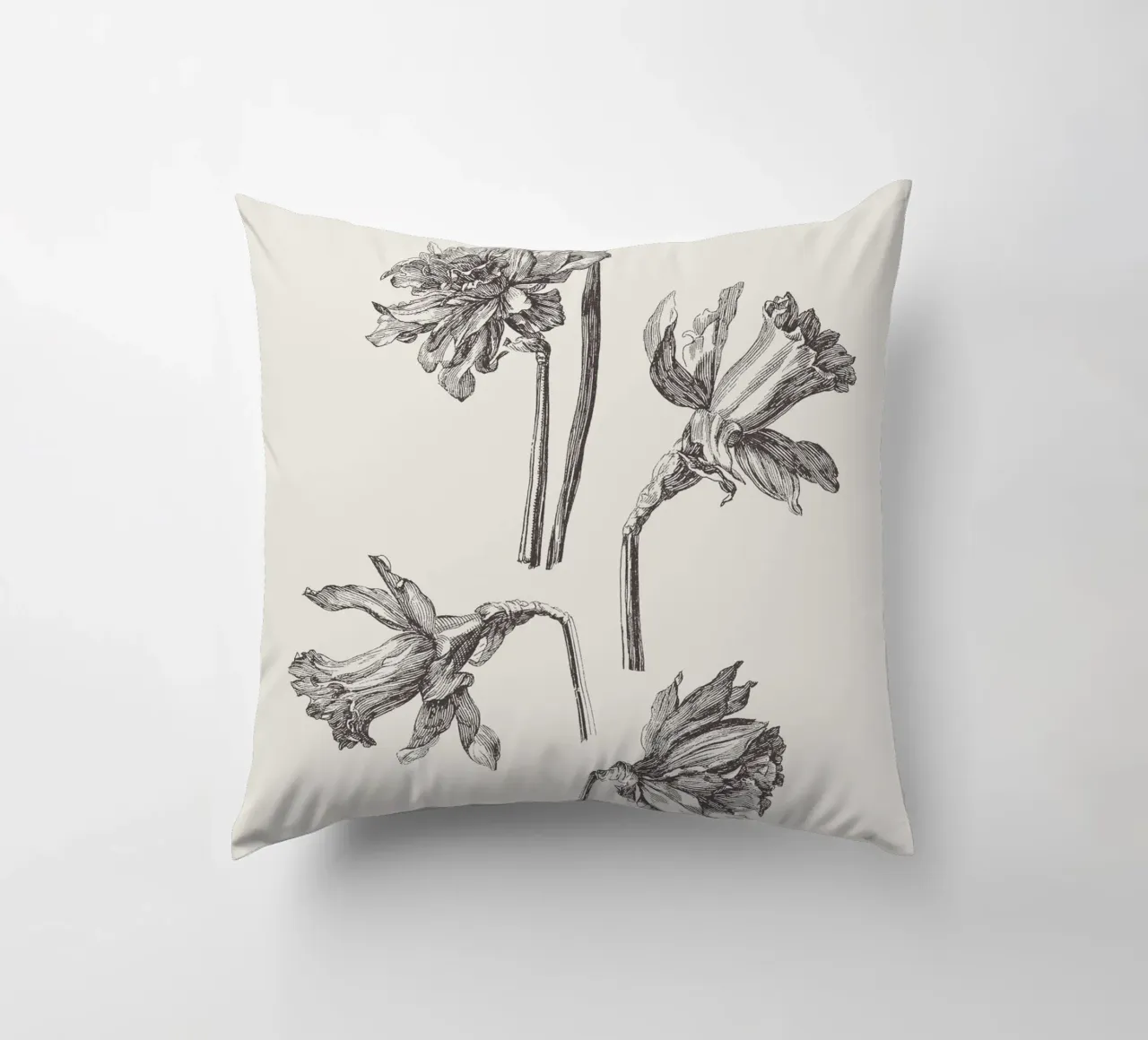 Daffodil Flower Sketch no. 1 cuscino da apoloprints