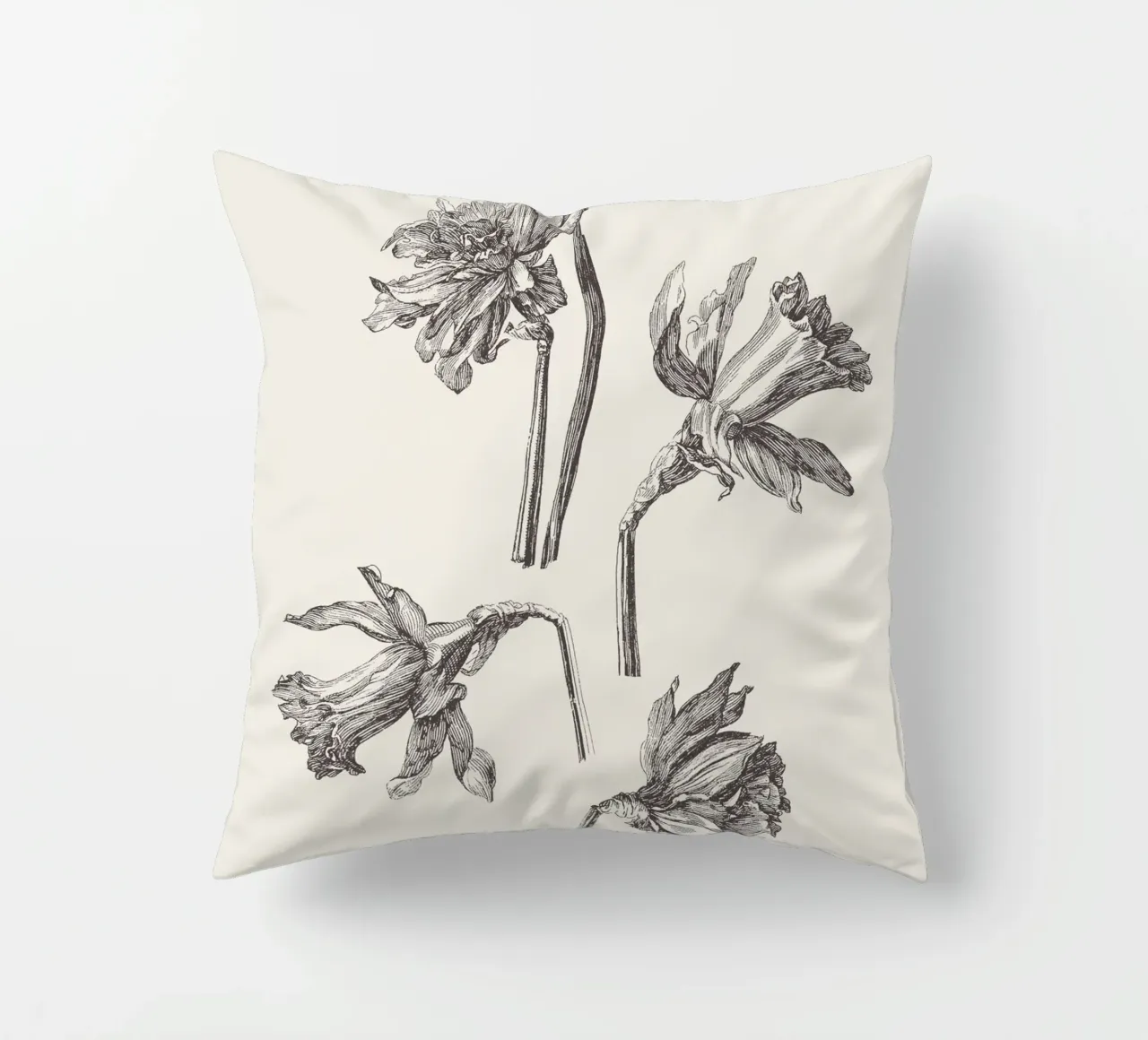 Daffodil Flower Sketch no. 1 cuscino da apoloprints