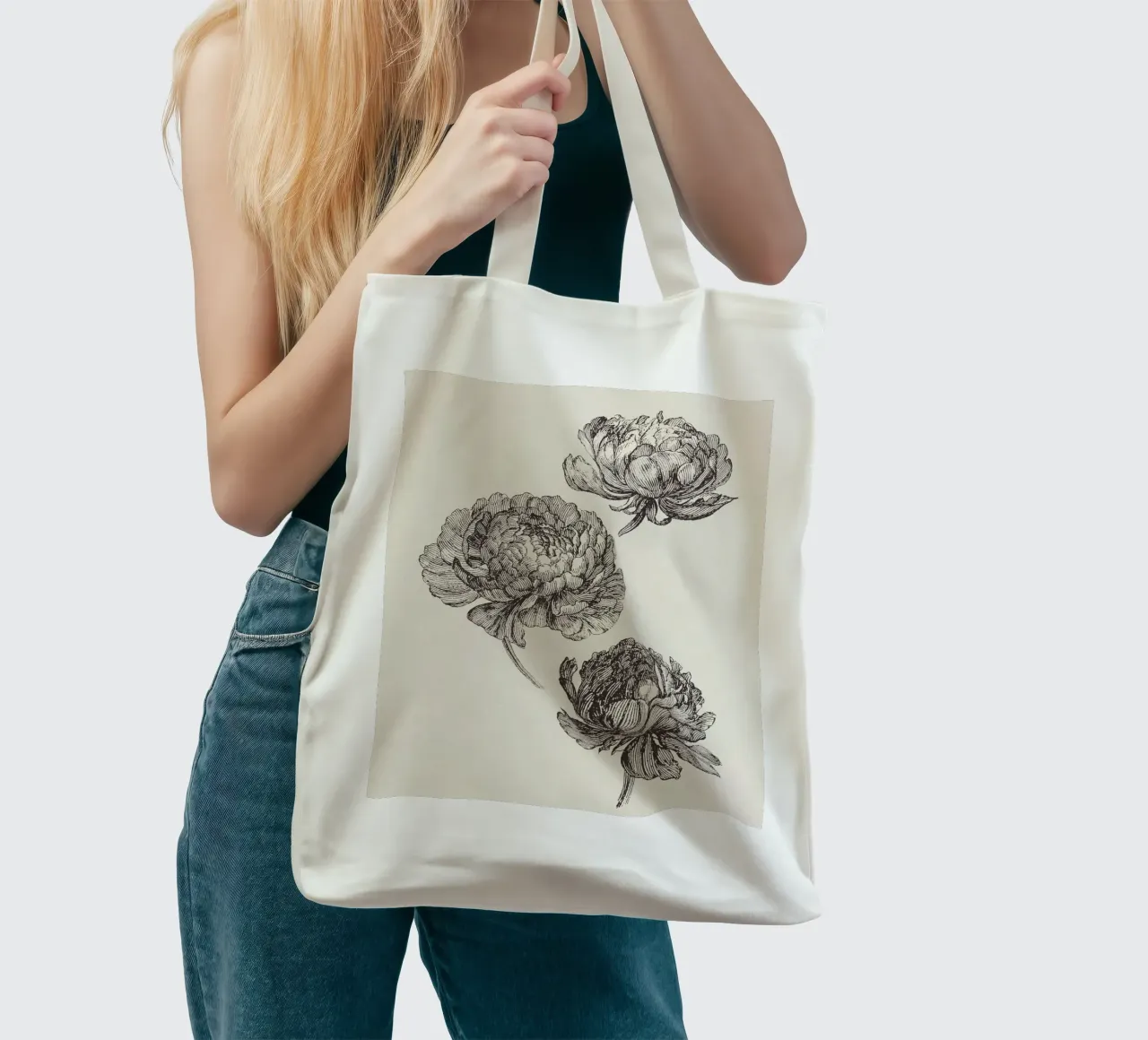 Peonies Sketch no. 2 borsa in juta da apoloprints