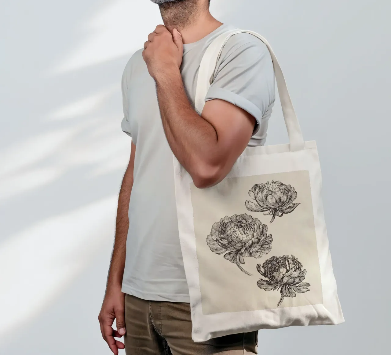 Peonies Sketch no. 2 borsa in juta da apoloprints