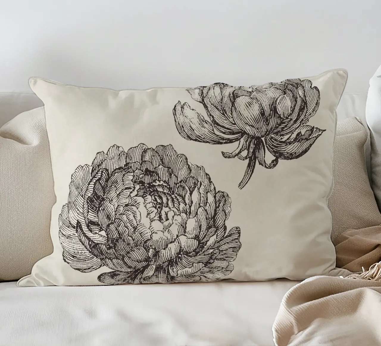 Peonies Sketch no. 2 cuscino da apoloprints