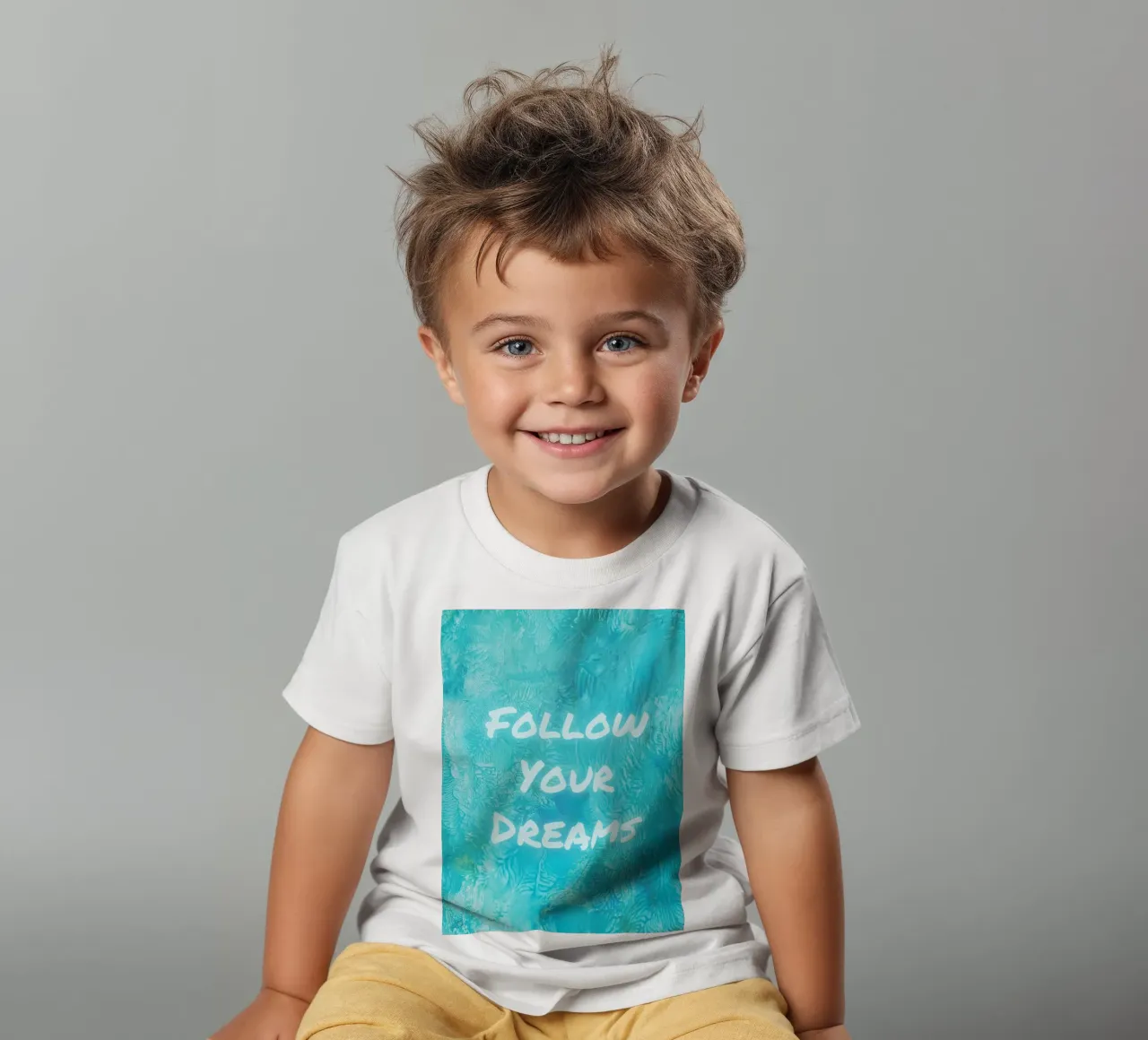"Follow Your Dreams" Textured Abstract Print kids t-shirt by FABOArt