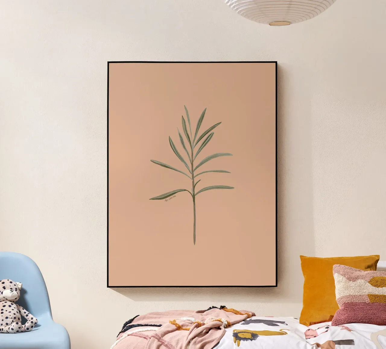 Foglie di erba rosmarino con sfondo color pesca plexiglass da This Wild Soul - Illustration