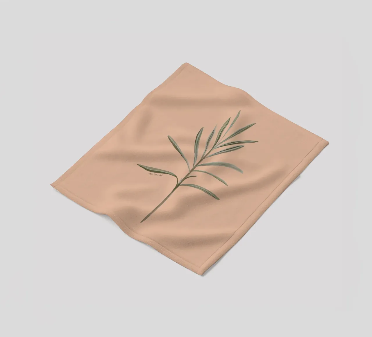 Foglie di erba rosmarino con sfondo color pesca coperta in pile da This Wild Soul - Illustration