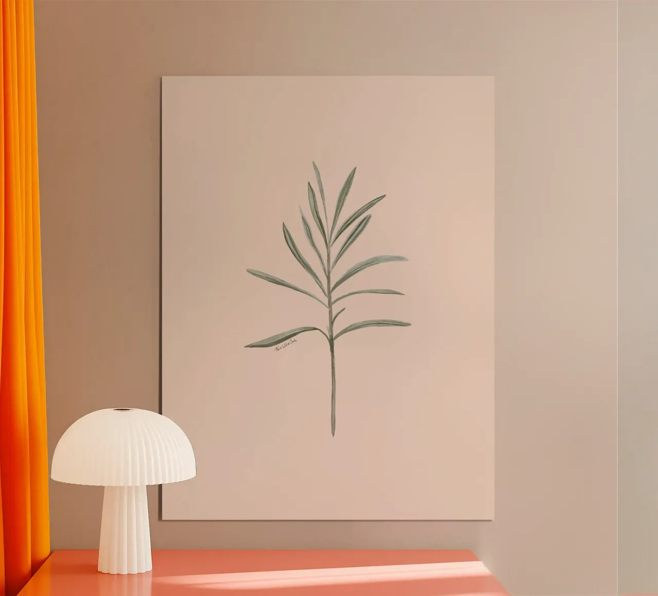 Foglie di erba rosmarino, illustrazione rosa pesca chiaro poster con telaio in plastica da This Wild Soul - Illustration