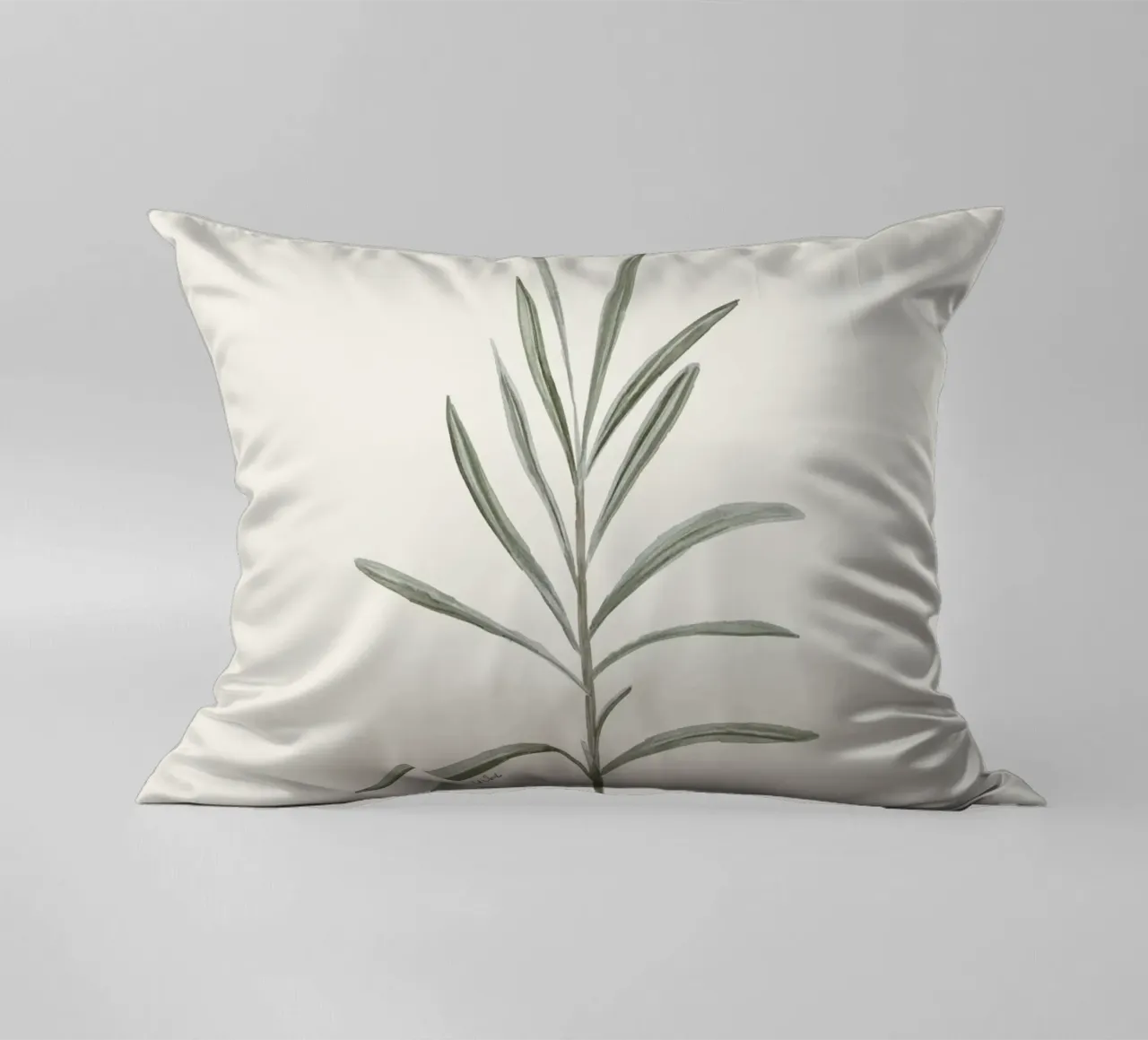 Minimalist Rosemary Foliage Leaves Boho Cream Background decorative cushion by This Wild Soul - Illustration