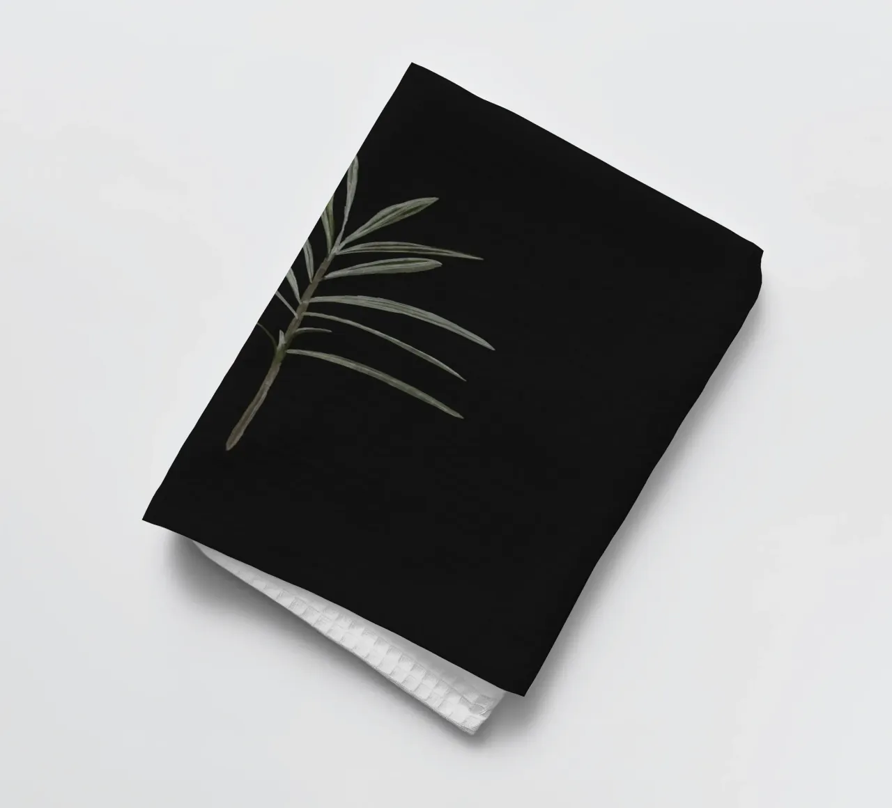 Vintage Minimalist Rosemary Foliage Leaves Black Background tea towel by This Wild Soul - Illustration