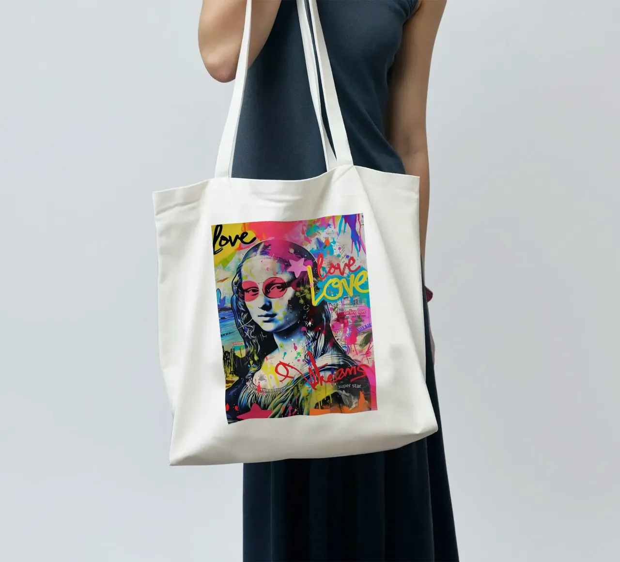 Mona Lisa Superstar borsa in juta da Carinaprint
