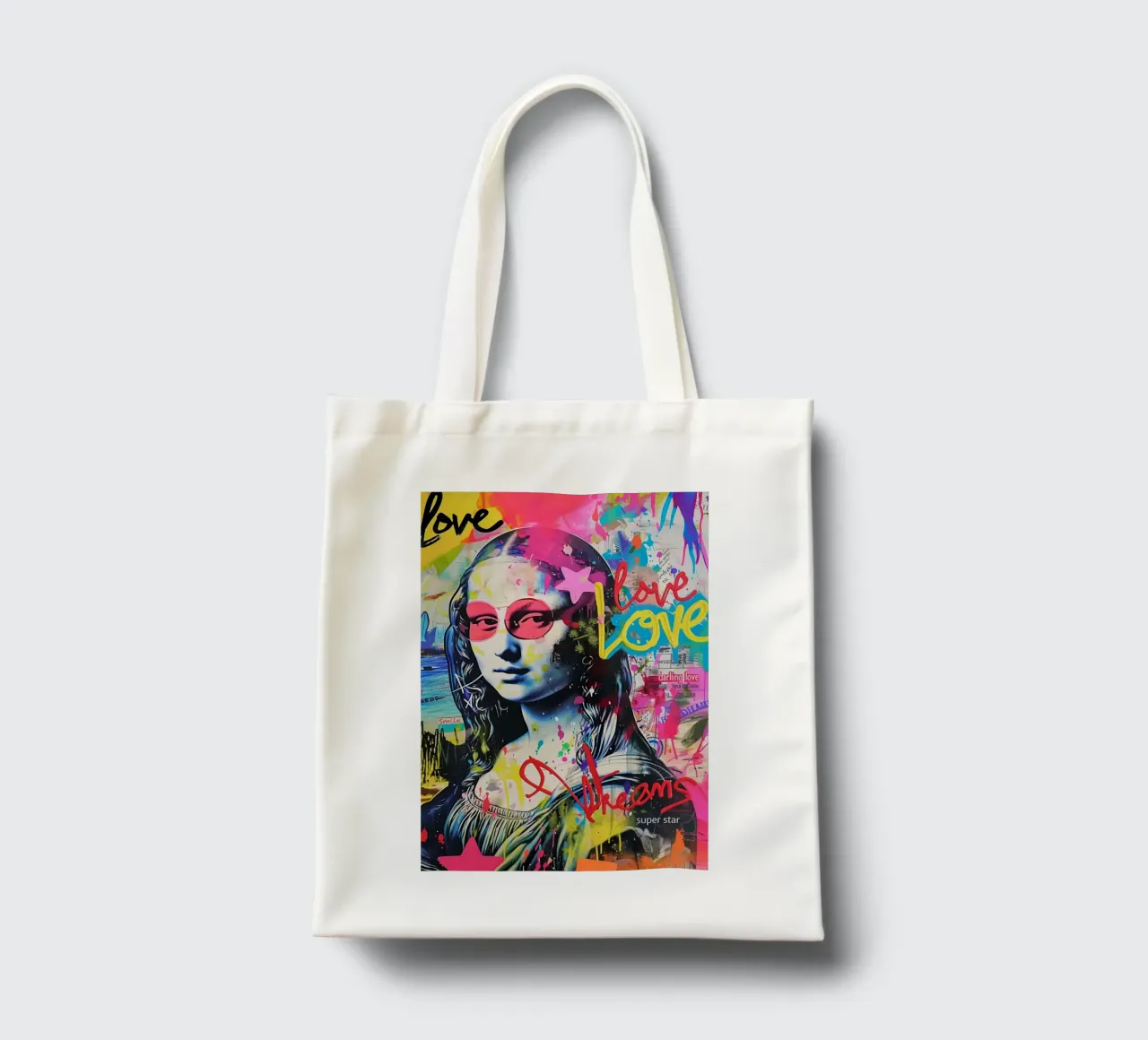 Mona Lisa Superstar borsa in juta da Carinaprint
