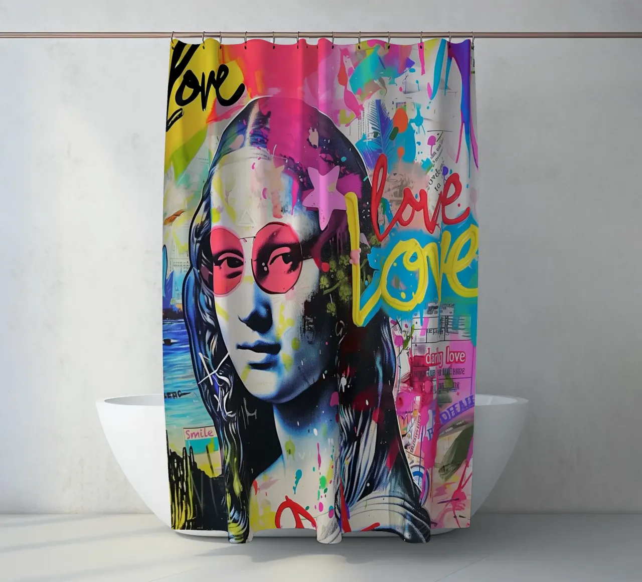 Mona Lisa Superstar tenda da doccia da Carinaprint