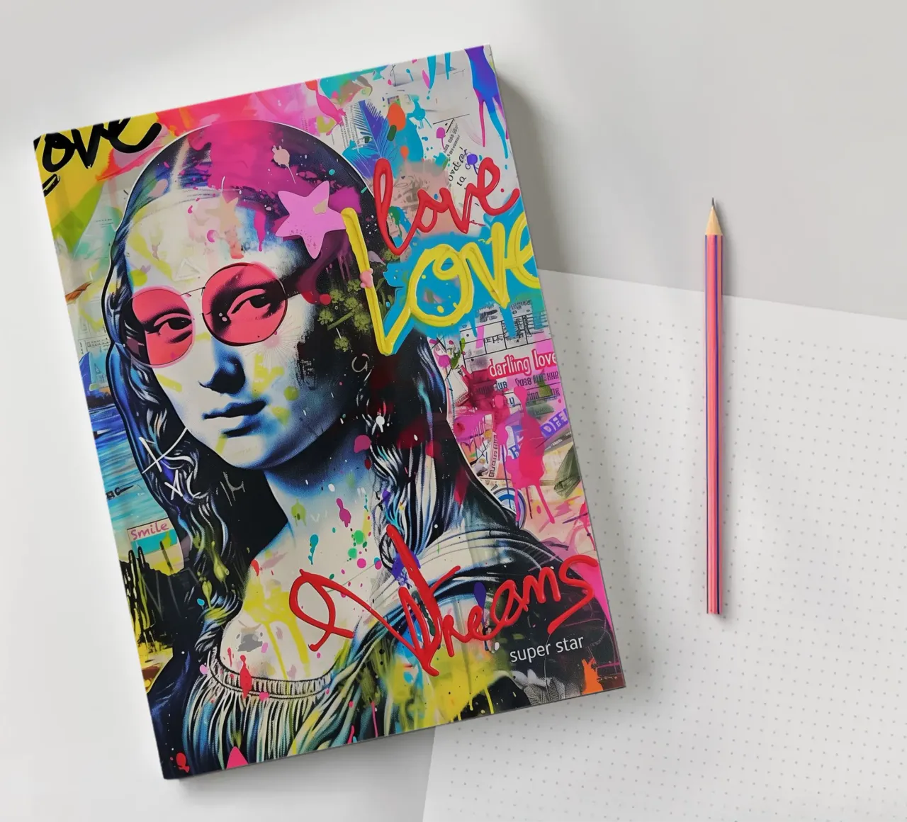 Mona Lisa Superstar notebook by Carinaprint