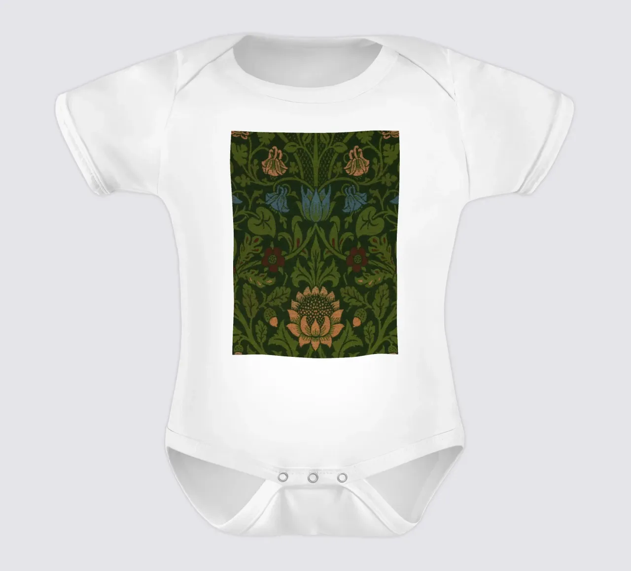 William Morris - Violetta e aquilegia, dettaglio body neonato maniche corte da William Store