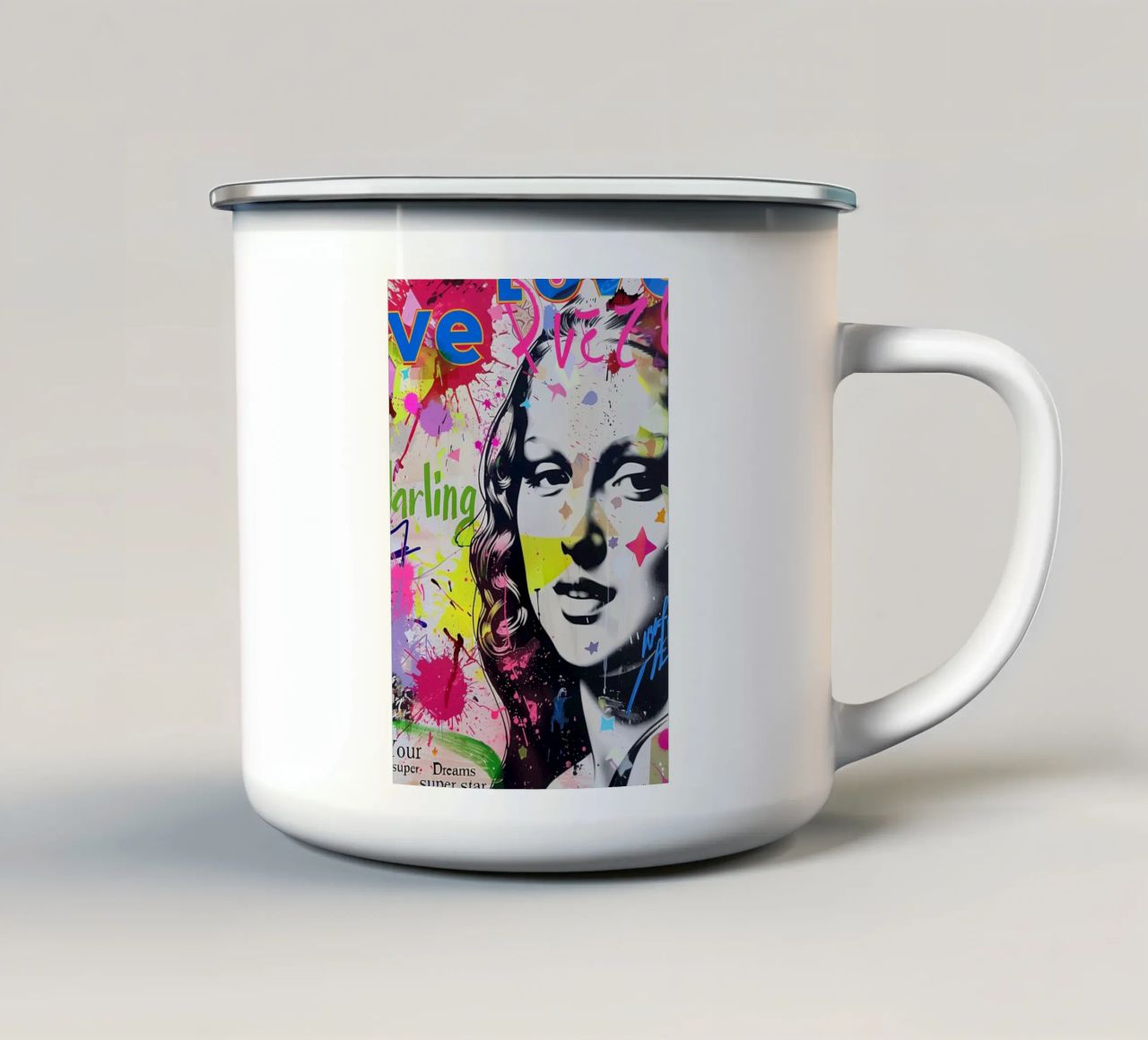 Monna Lisa pop-art tazza in smalto da Carinaprint