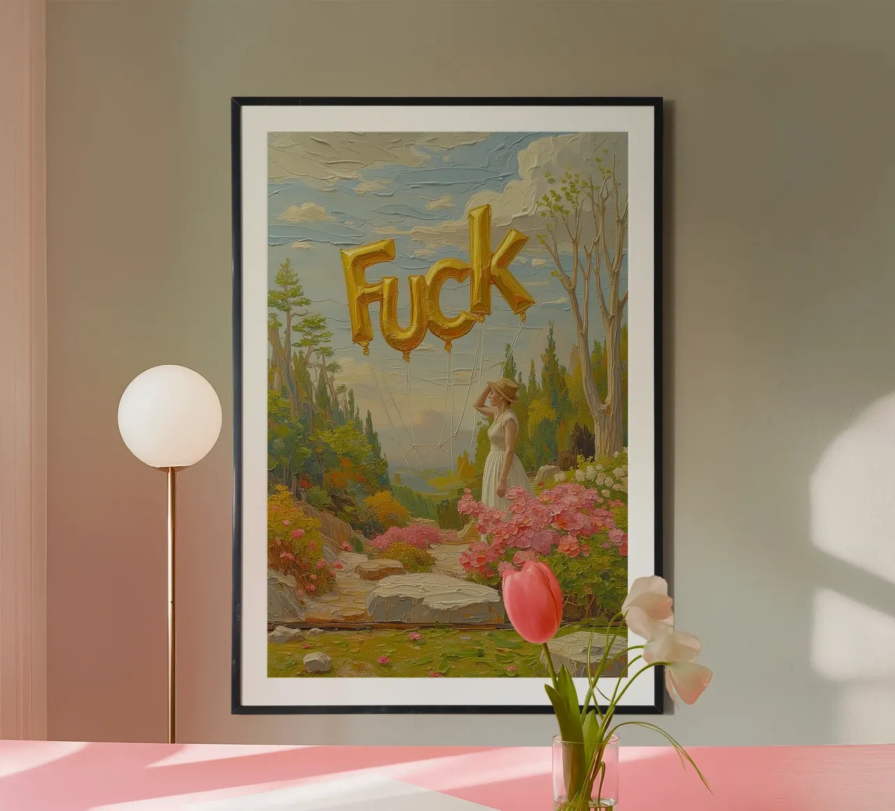 Giving Flying F*uck poster con telaio in plastica da Attaboy Dsgn