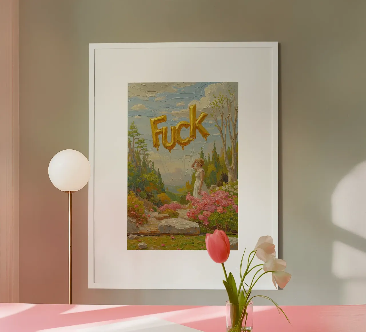 Giving Flying F*uck poster con telaio in plastica da Attaboy Dsgn
