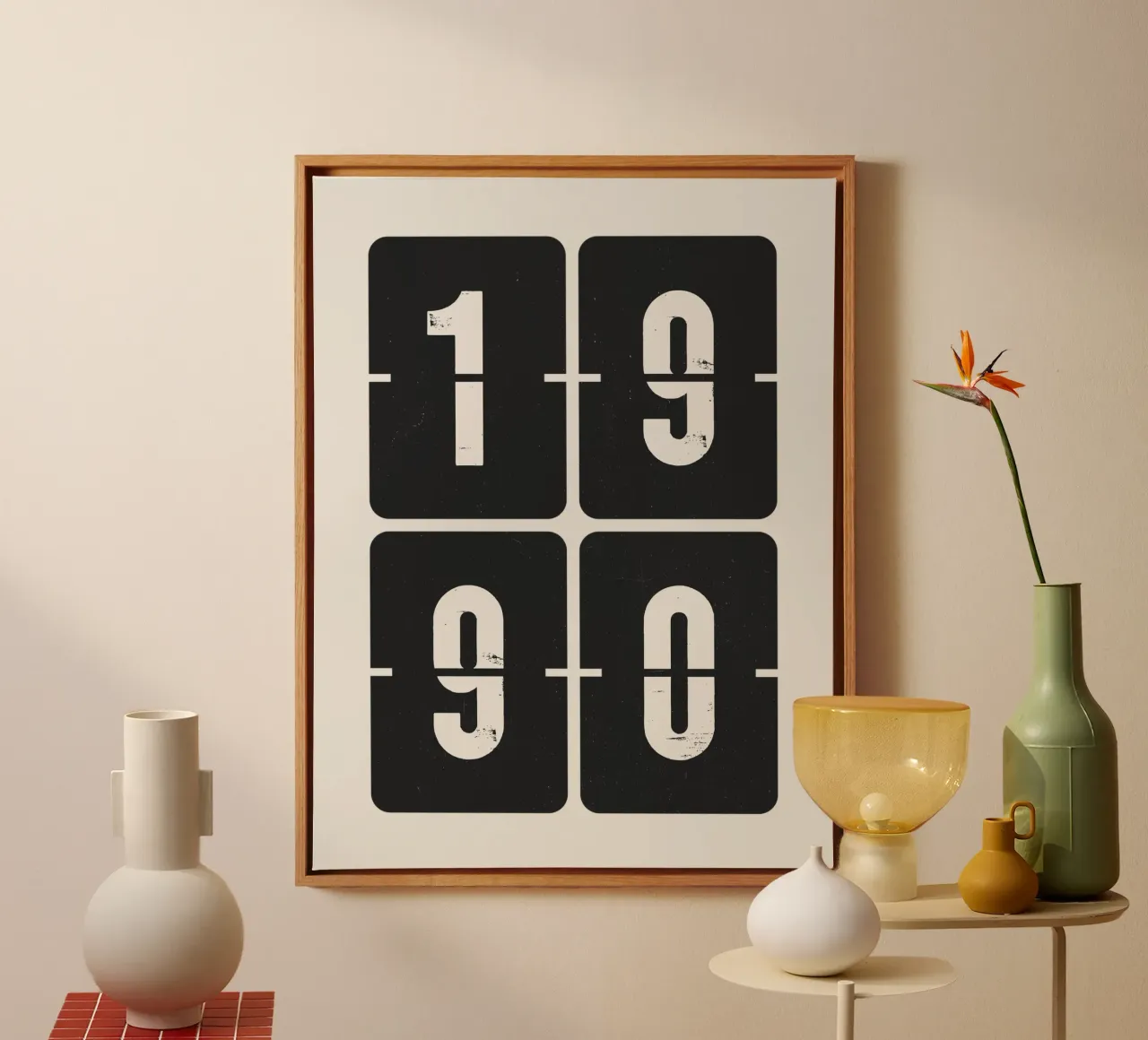 1990 Jaar canvas van Vintagrafica