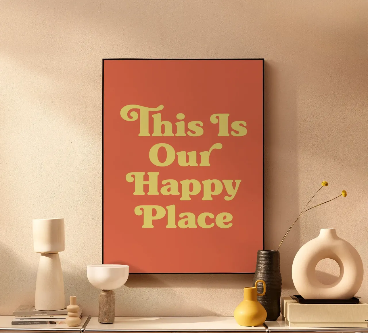 This Is Our Happy Place Quote acrylic glass by Paigaam Studio