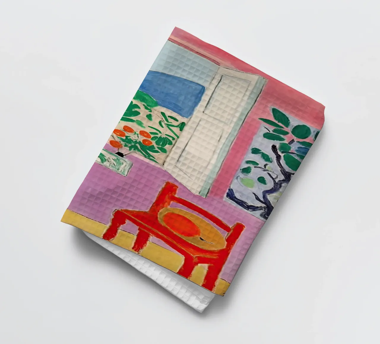 Matisse Open Window, Black Cat And Plants tea towel by Peaches Art Prints