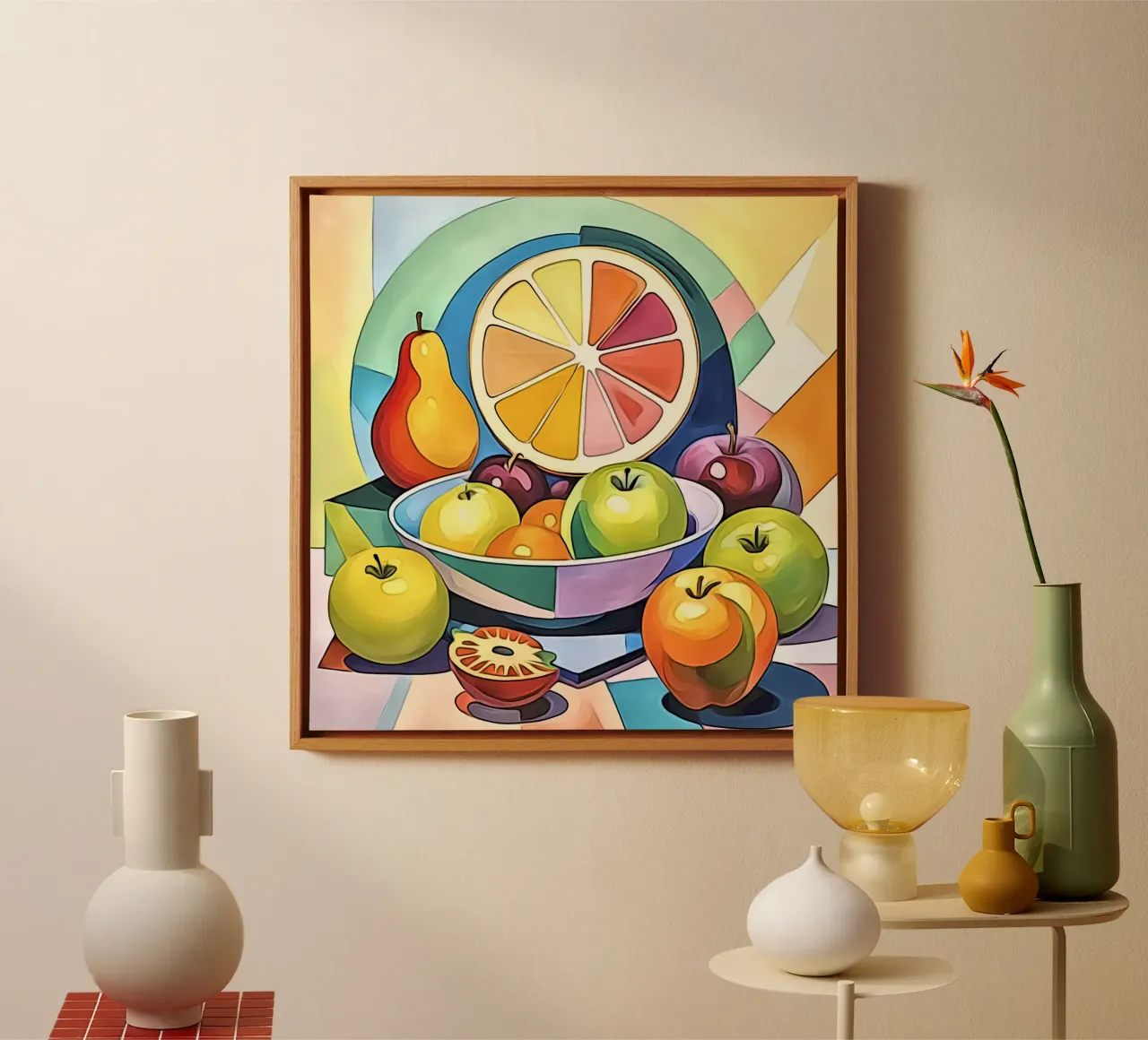 Frutta in pastello #3 tela con Cornice a cassetta da ZAMART