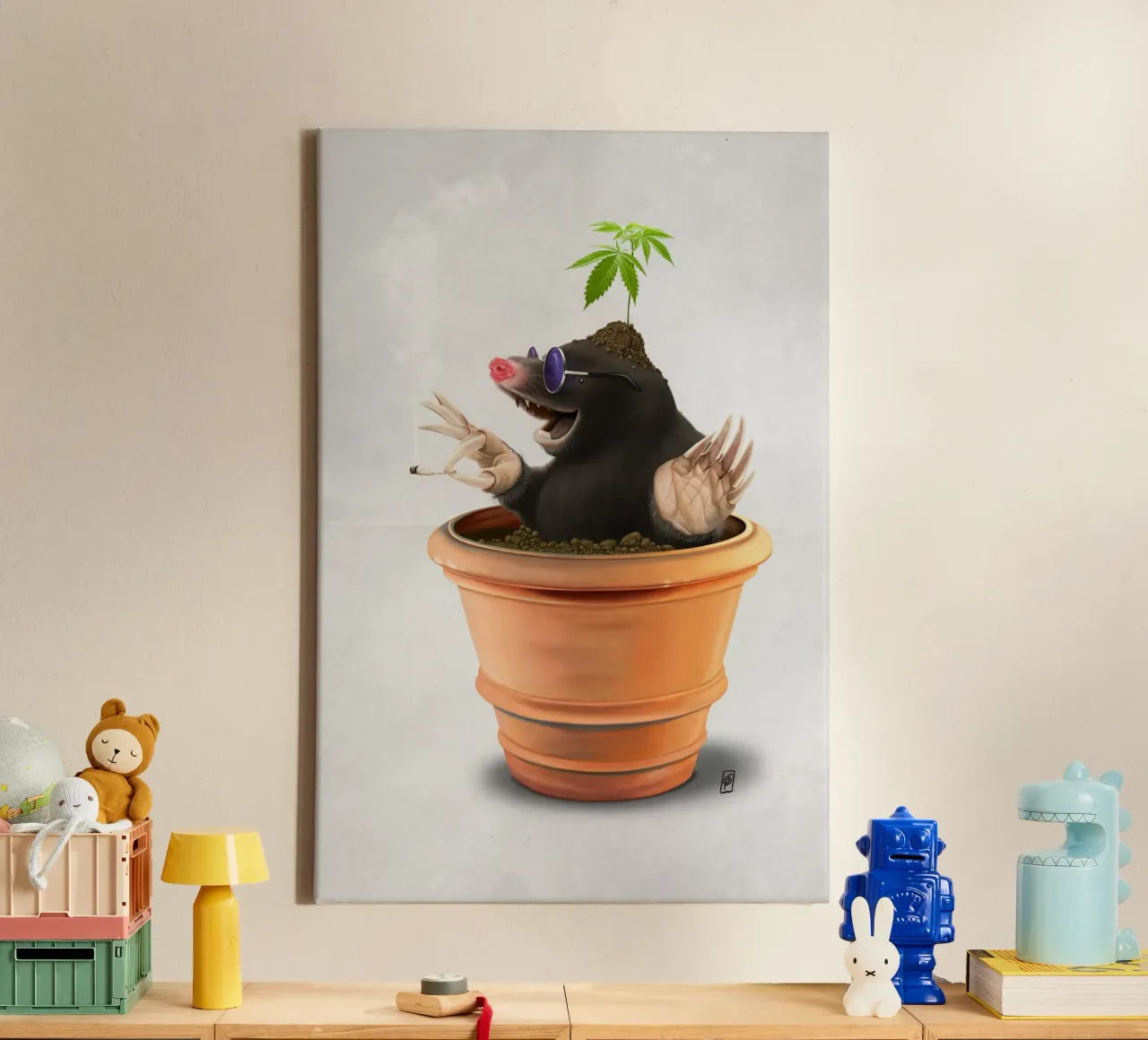 Pot (Wordless) tela con Cornice a cassetta da Rob Art | Illustration