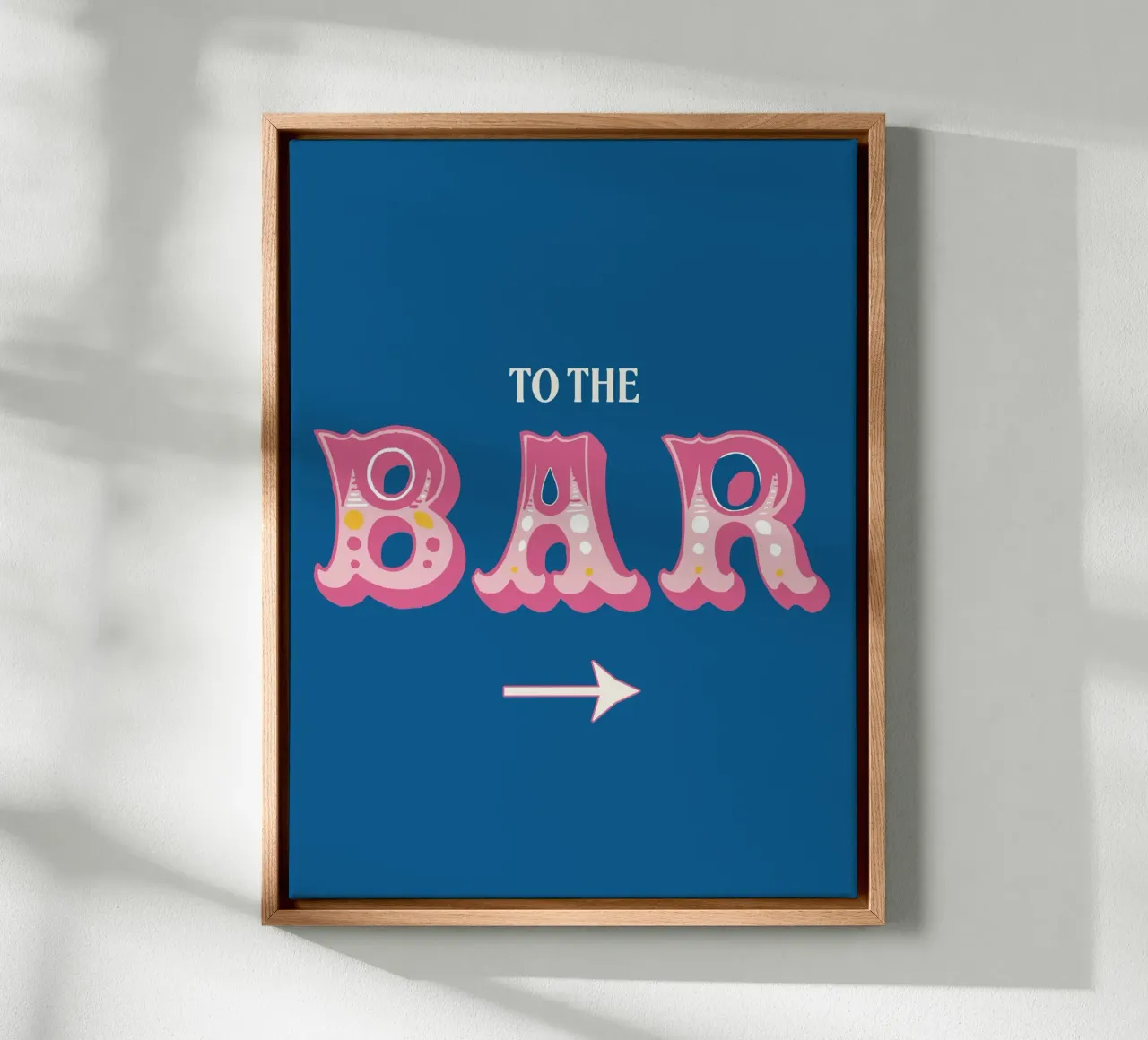 To The Bar, Sign, Western Typography Quote canvas with Floater frame by Peaches Art Prints