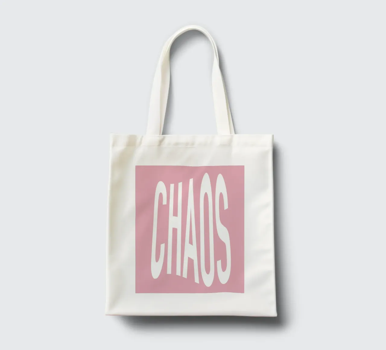 Caos, Bianco Rosa, Tipografia borsa in juta da Peaches Art Prints