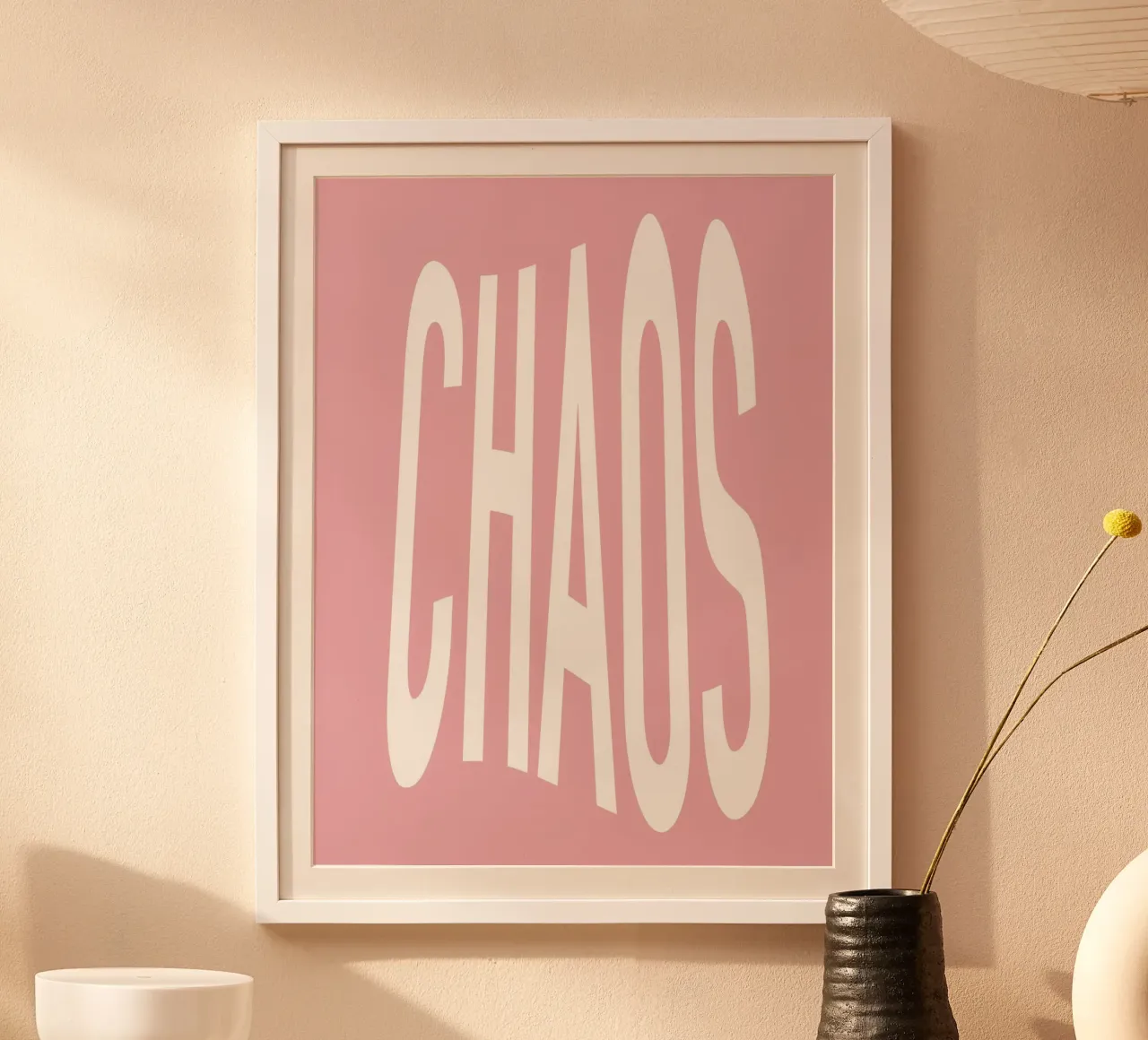 Caos, Bianco Rosa, Tipografia carta hahnemühle da Peaches Art Prints