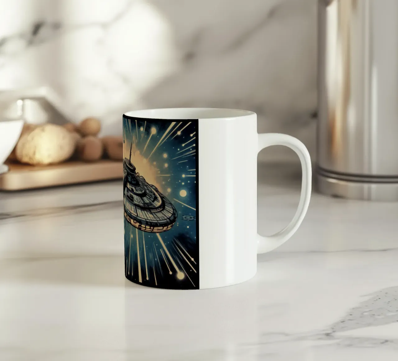 Spaceship - Impression d'affiches vintage mug en céramique de posterprints-by-nomad