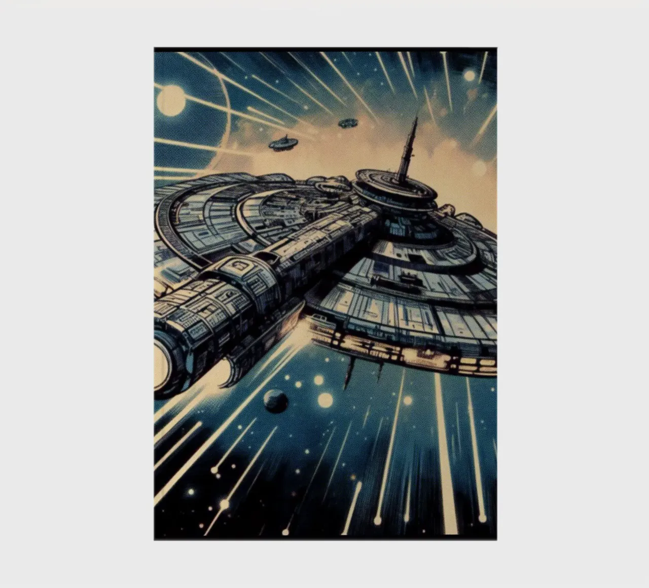 Spaceship - Vintage poster print notebook by posterprints-by-nomad