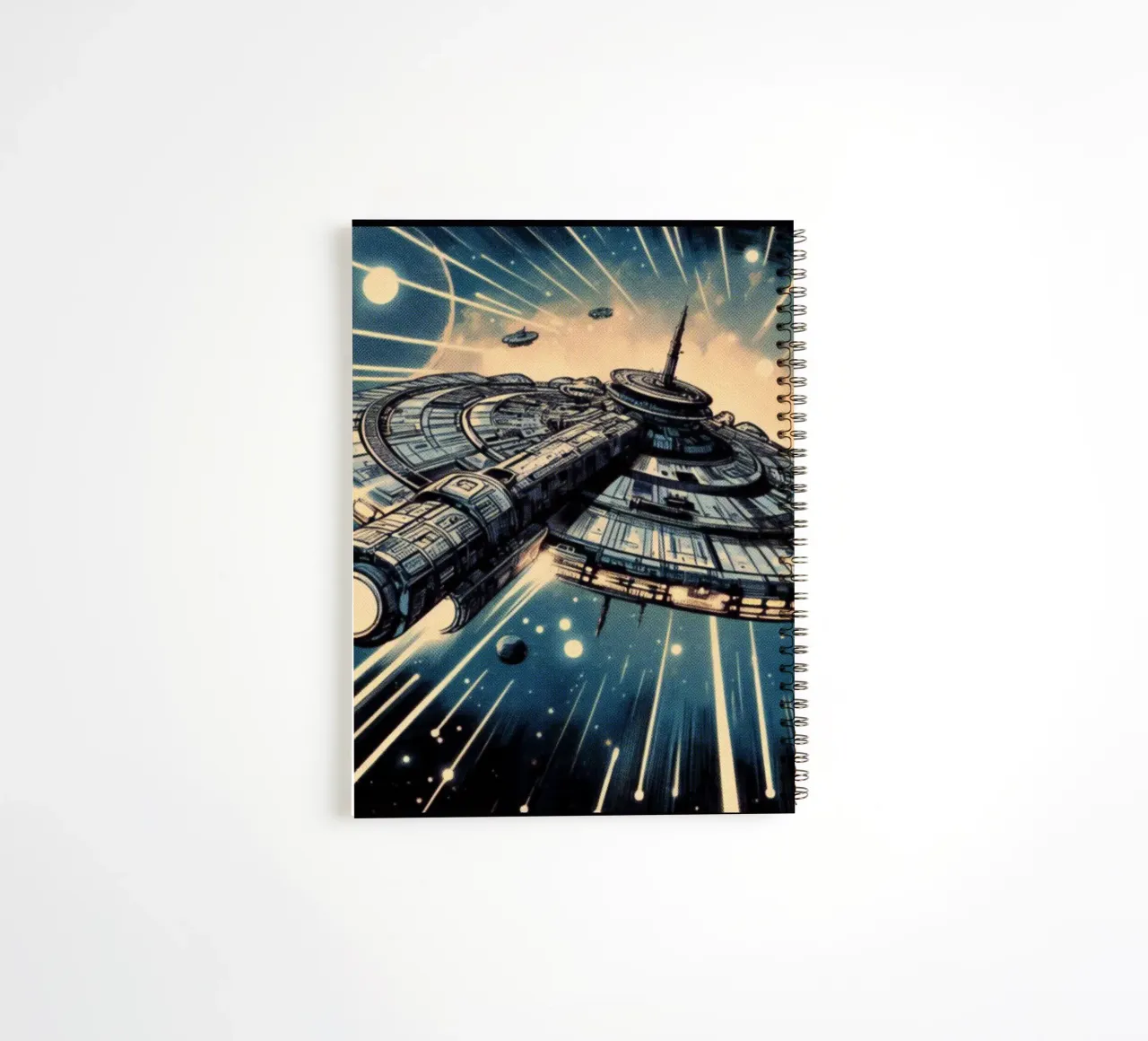 Spaceship - Vintage poster print spiral notebook by posterprints-by-nomad