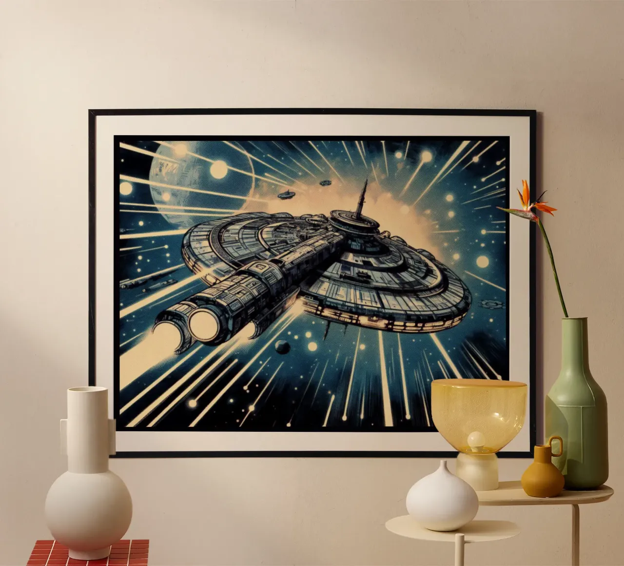 Spaceship - Vintage poster print hahnemühle by posterprints-by-nomad