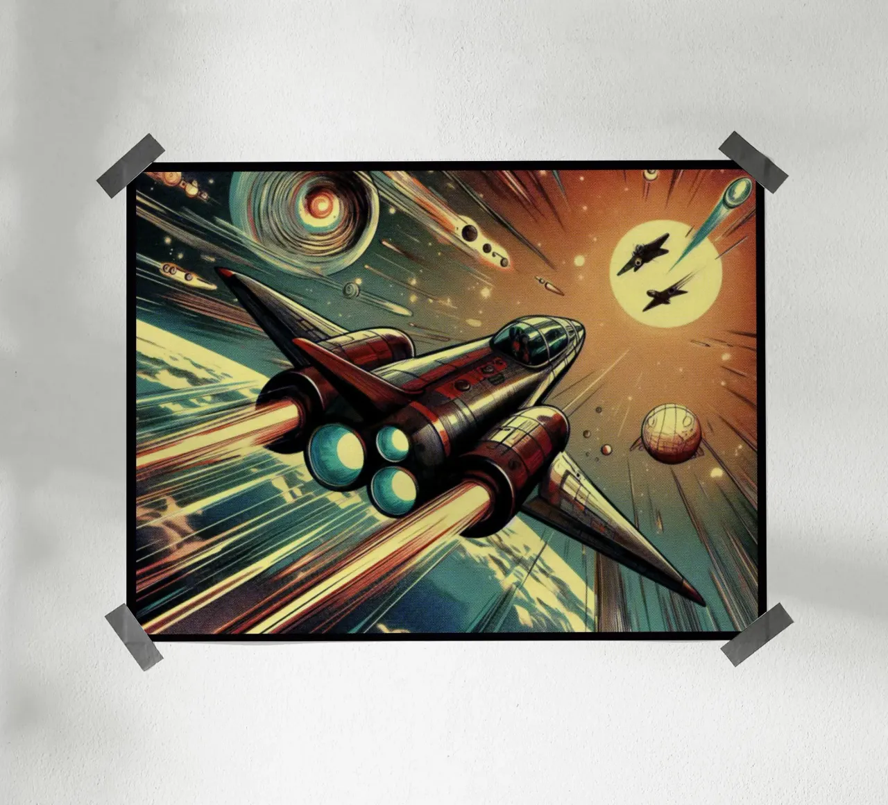 Astronave - Stampa poster d'epoca poster con telaio in alluminio da posterprints-by-nomad